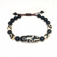 Тибетский Агат 9 глаз фэншуй дзи черный и белый старый цвет 3 глаза бусы тканый браслет для мужчин и женщин ювелирные изделия