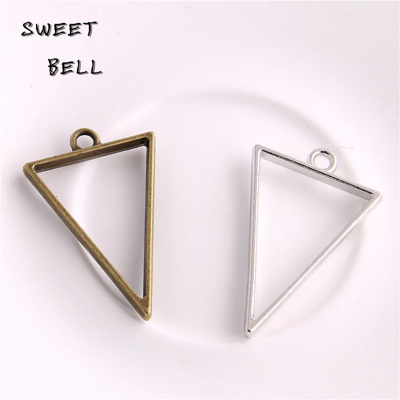 

20pcs 25*39mm Alloy jewelry setting accessories triangle charms Hollow glue blank pendant tray bezel charms DIY Handmade D6094-1