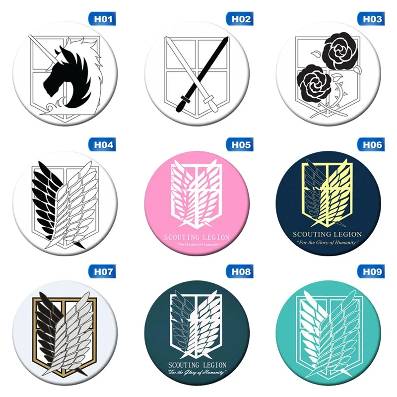 

Hot Anime Attack on Titan Cosplay Badge Cartoon Eren Brooch Pins Collection bags Badges for Backpacks Button Clothes