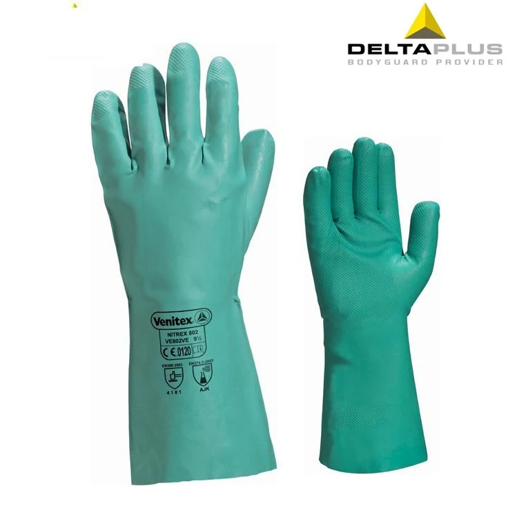 Deltaplus chemical glove safety gloves oil resistant no slip long gloves nitrile rubber hands