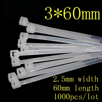 

1000pcs 3*60mm National Standard Lock Type Nylon 66 Tie 2.5mm Wide Buckle Plastic Strip Wire Zip Tie food seal Self-locking