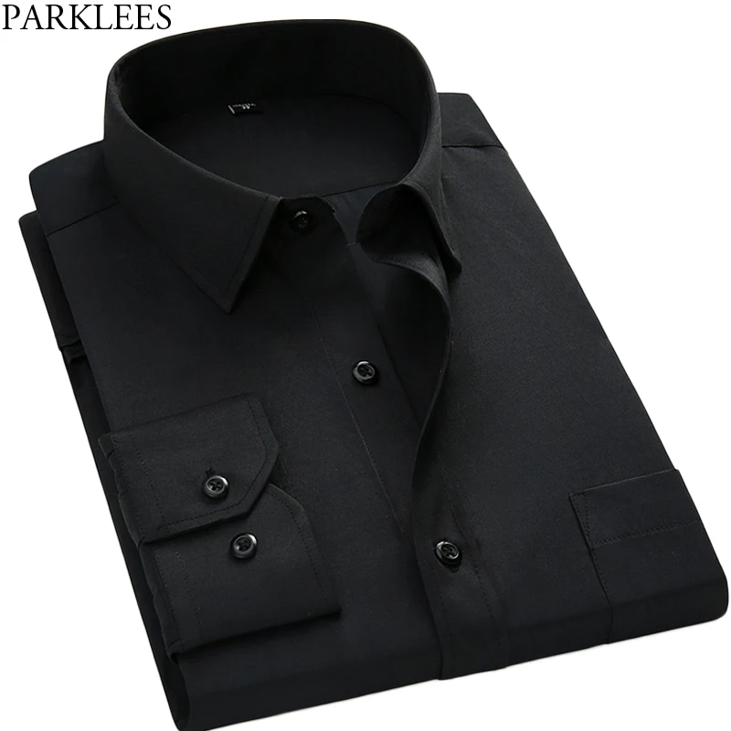 slim fit mens black dress shirt