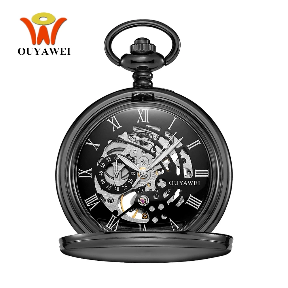 Мода 2017 г. бренд OYW карманные Fob часы Скелет дизайн механический ручной взвод часы для мужчин ретро кулон карманные часы для мужчин часы