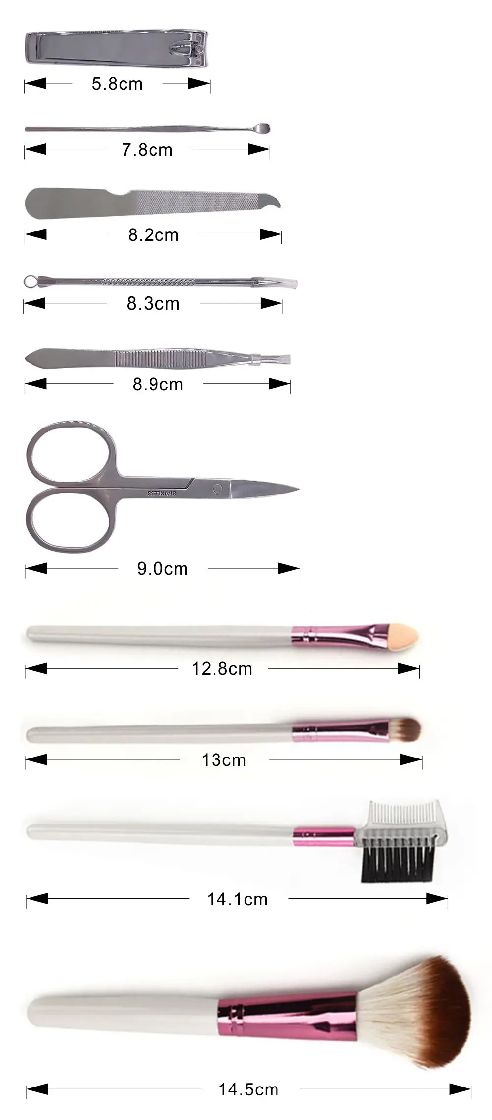Qmake 10 шт Многофункциональный набор инструментов кисти для макияжа Косметика основа для бровей Набор клиппер маникюрный педикюрный набор для ухода