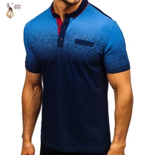 Бренд Aoliwen, мужское поло с принтом, 95% хлопок, не скатывается, Летнее поло с коротким рукавом, для мужчин, градиентное, высокое качество, тонкая, модная, для мужчин