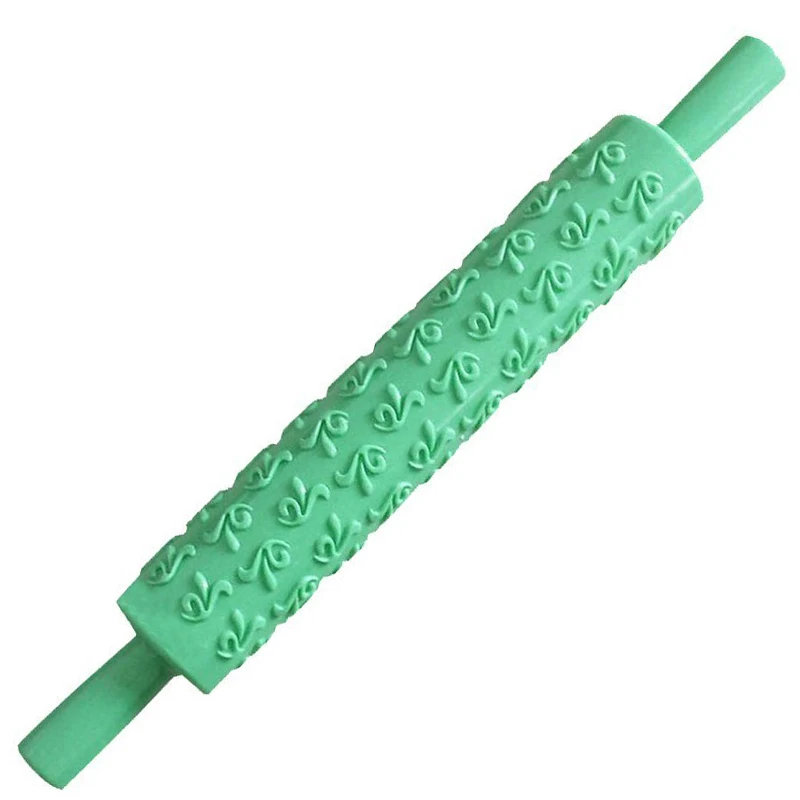Hot Plastic rolling pin Fondant Cutter Roller Pin Leaves Embosser