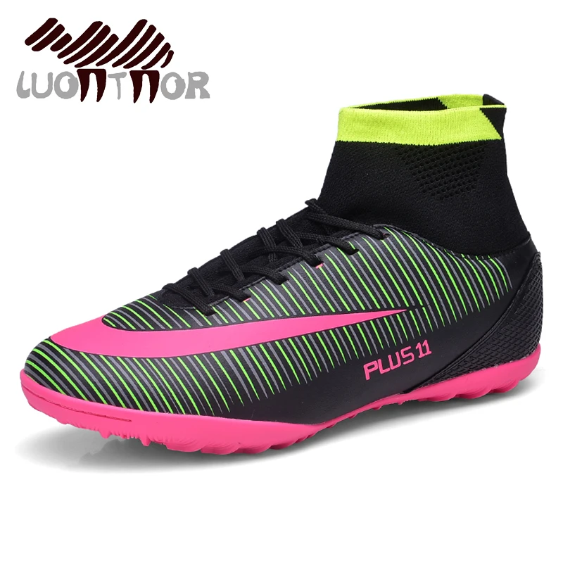LUONTNOR Training Men Football Shoes High Ankle Broken Nails Football