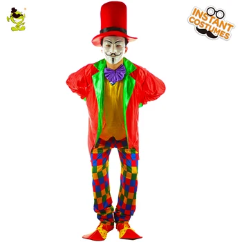 

Men's Magic Circus Clown Costume Carnival Party Flower Clown Bright Color Outfit Adult Clown Purim Party Fancy Dress