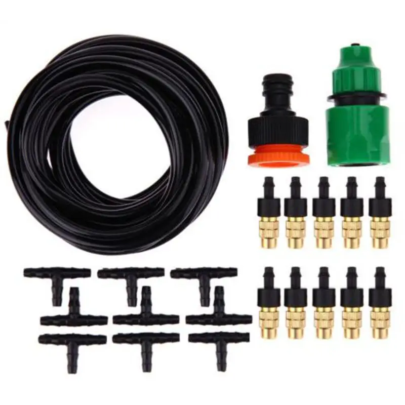 16ft Garden Misting Cooling System Patio Water Mist Nozzles Mist Sprinkler Water Kits System Outdoor