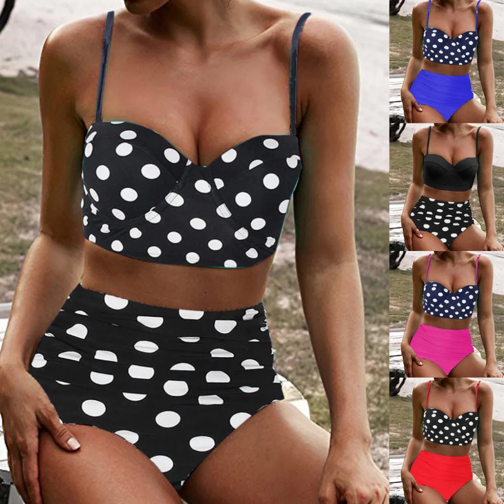 2019 sexy bikinis set women swimsuit push up swimwear women bikinis mujer brasile Sling Polka Dot Print Swimming Bikini 40M24 (1)