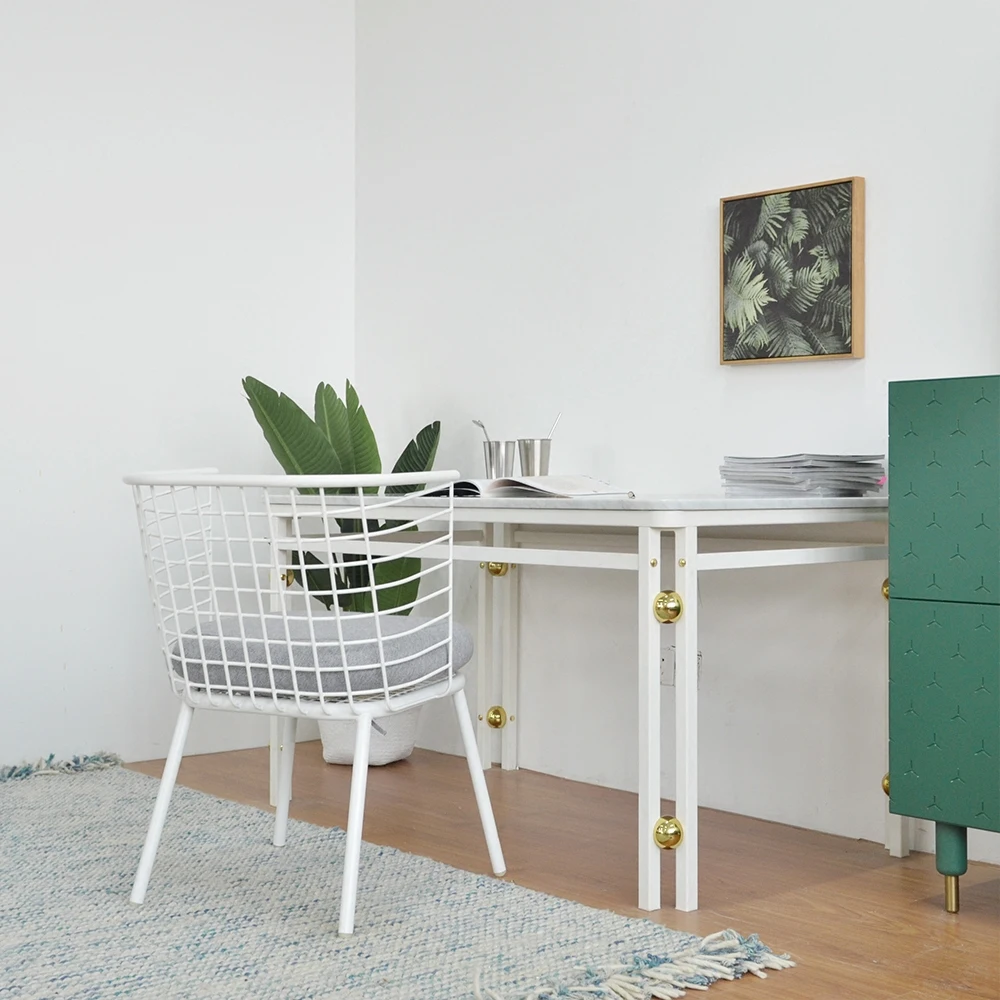 [InYard original] metal chair / Nordic grid outdoor / indoor multifunctional meeting with soft metal chair dining room chair