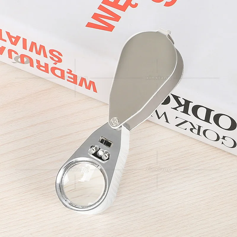 XinXiang 40X Magnifier Ultraviolet Light LED Metal Foldable Eye Magnifying Glass Illuminated Jewelry Microscope Loupe Magnifier  (9)
