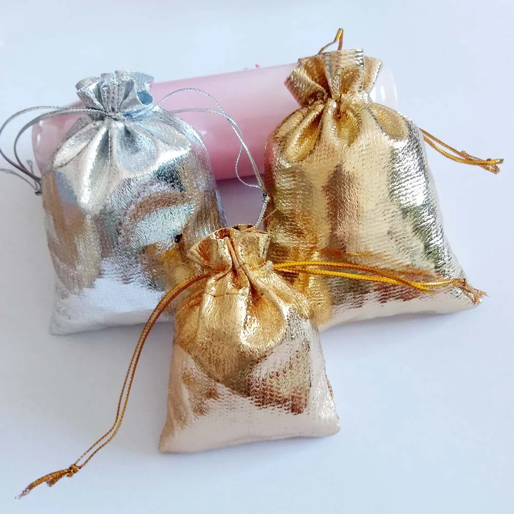 Buy 100pcs Silver Gold Foil Organza Bag Drawstring Bag