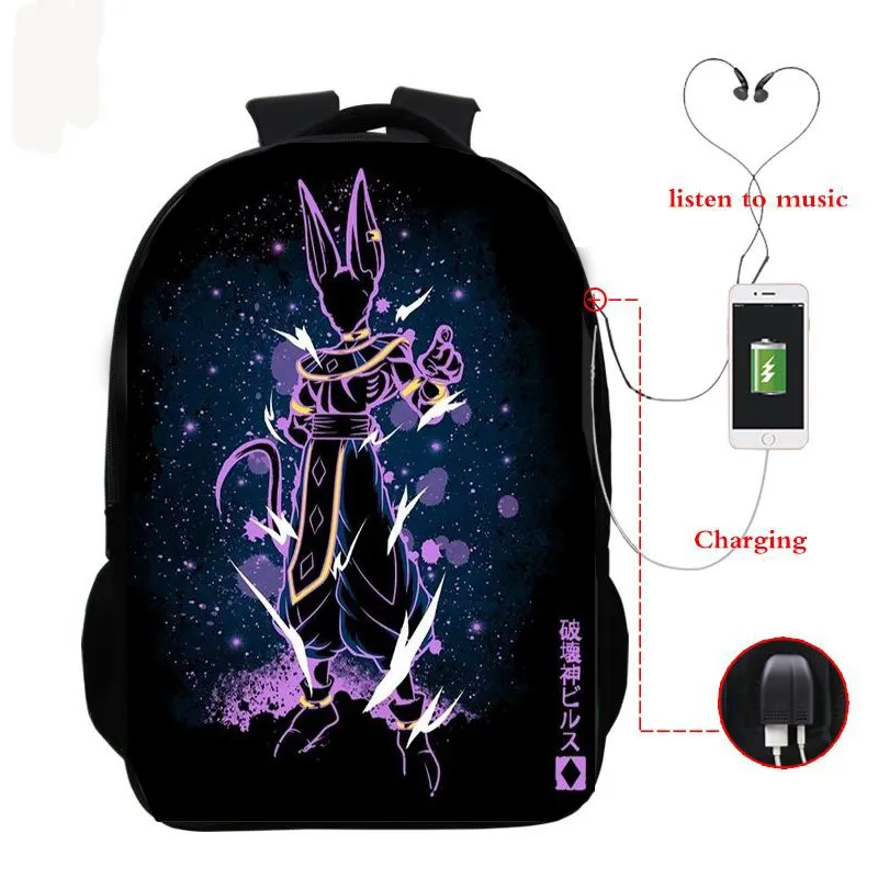 Dragon Ball Z Super Mochila рюкзак с Гоку для наушников школьные сумки дорожные сумки Повседневная сумка для книг usb зарядка SAC A DOC - Цвет: 4