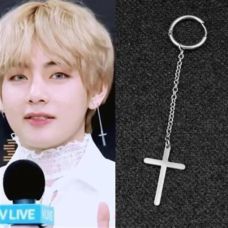 Новинка KPOP mall висячие серьги с крестом для женщин Простые пирсинга корейские Huggie