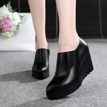 waterproof platform wedges Women Shoes Genuine Leather Large size high heels women pumps fashion Platform shoes