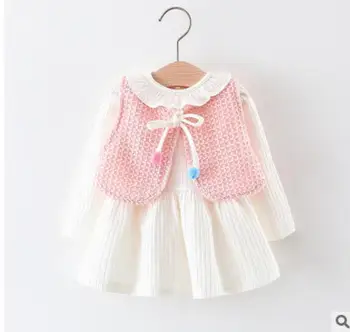 

2018 spring new girl Korean princess dress aged female baby long sleeve solid color baby childrens free shipping