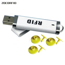 RFID считыватель+ 10 шт животных RFID свиньи уха электронные метки, 125 кГц EM4100 чипы электронные бирки животных