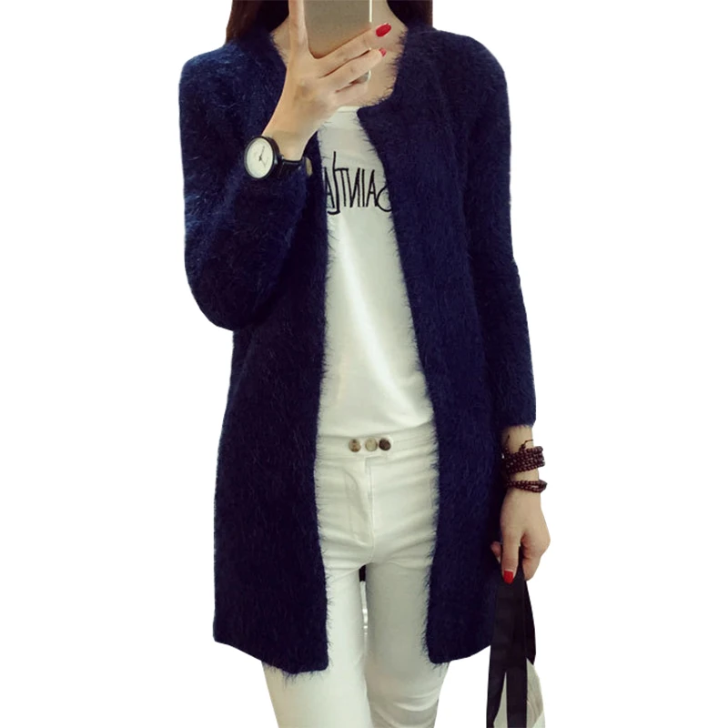 

Fall Winter Long Sweater Coat New Korean Loose Jumper long-sleeved Mohair Knit Cardigan Thicker Female Clothing Vestidos LXJ289