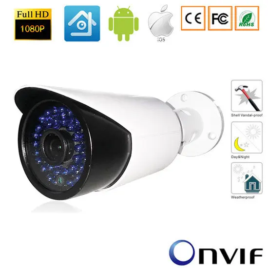 

1920*1080P HD Camera CCTV 2.0MP Bullet Outdoor IP Camera P2P Waterprooof Camera Support PC&Mobile Phone View NightVision