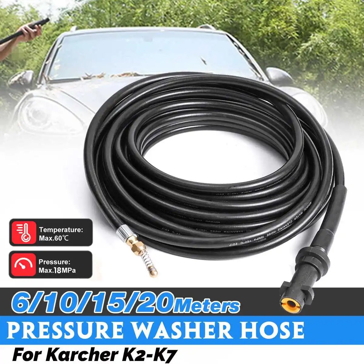 

6m/10m/15m/20 meters Sewer Drain Cleaning Hose for Elitech High Pressure Cleaner Car Washer 18MPa
