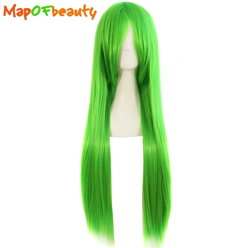 

MapofBeauty long straight cosplay wigs Green Costume Party Ladies womens 80cm 32 inch Heat Resistant Synthetic Full Hair