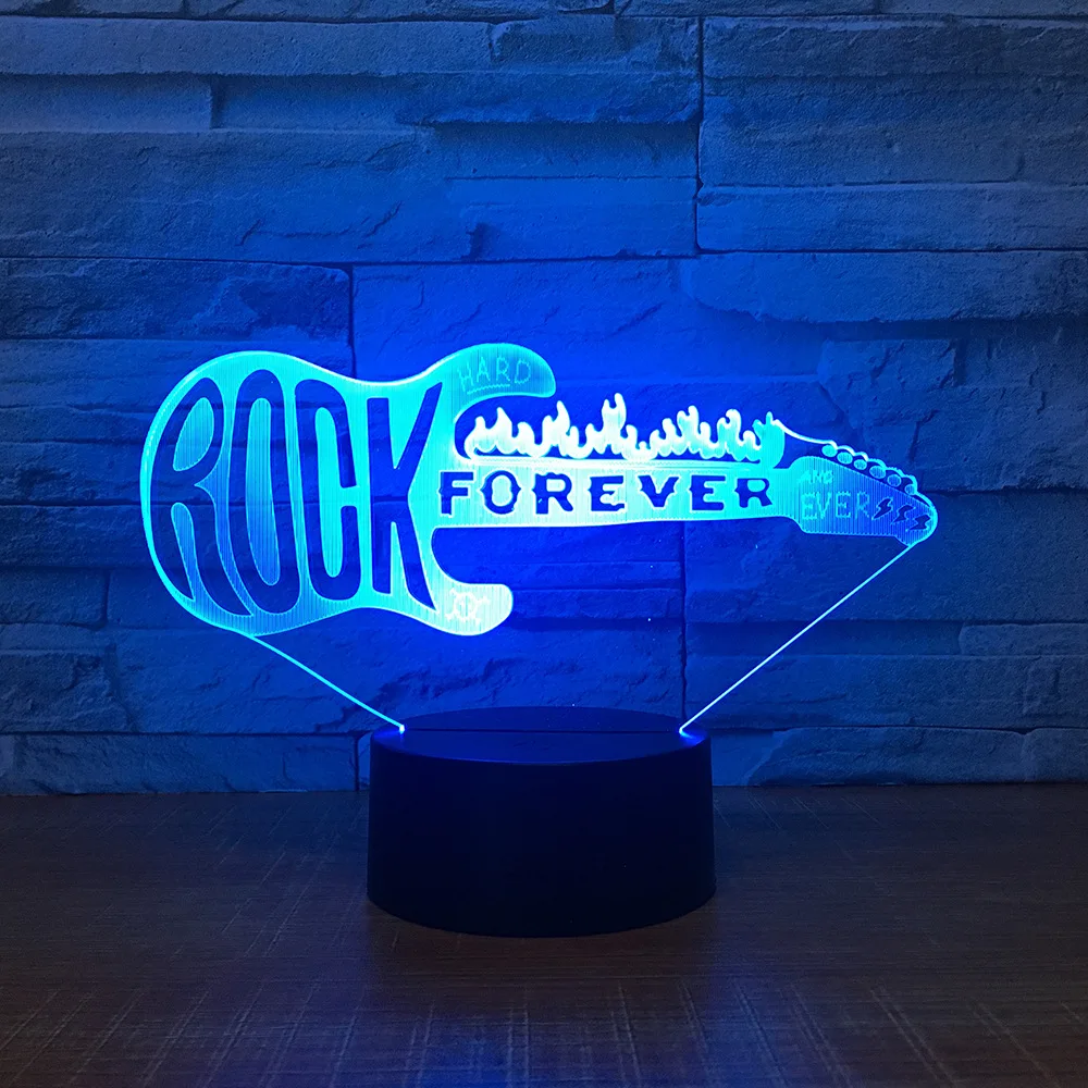 Rock Music LED Creative Night Lamp Guitar Model 3D Night Lights Kids Bedroom Cool Table Lamp for Christmas Gift