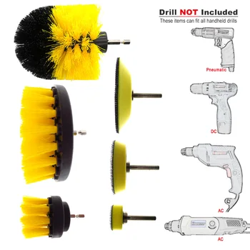 

3Pcs Drill Brush Power Scrubber Brush Kit + 3Pcs 1"/2"/3" Backup Sanding Pad for Grout, Tiles, Sinks, Bathroom & Kitchen Surface