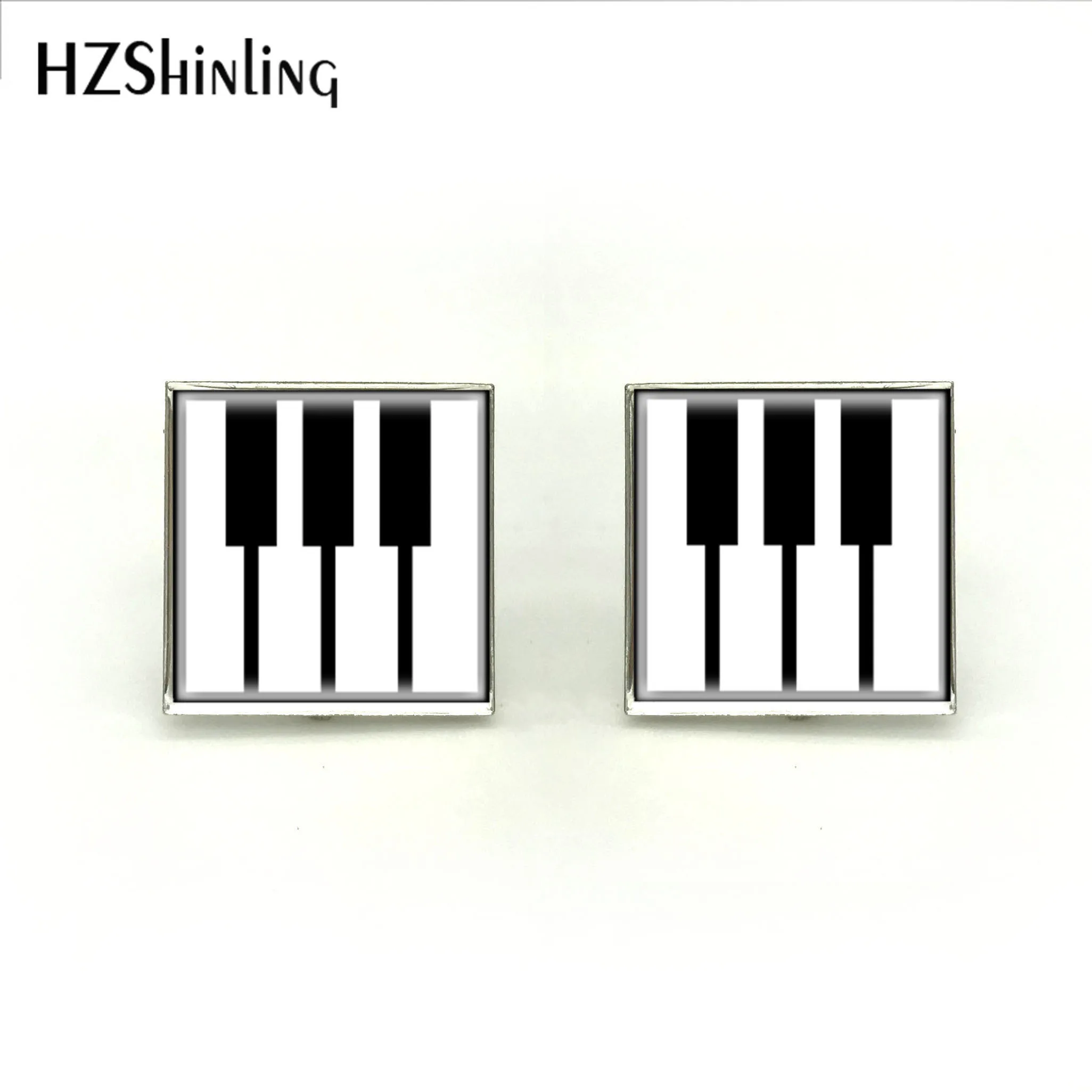 

2018 New Square Piano Keyboard Keys Silhouette Cufflink Msician Cuff Silver High Quality Brand Jewelry For Mens Wedding