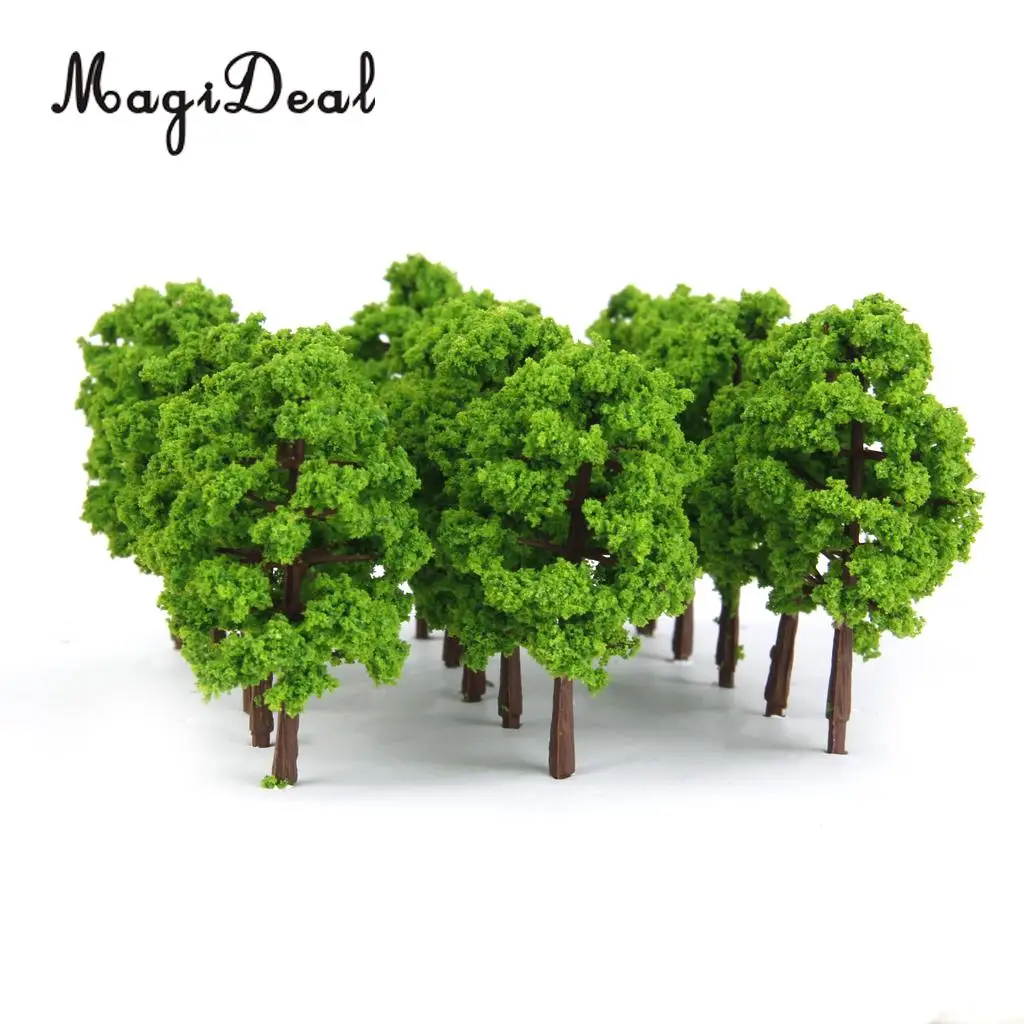 20Pcs/Lot Plastic 1/150 Scale Model Trees Train Railroad Scenery for Model Building Garden Park Layout Light Green
