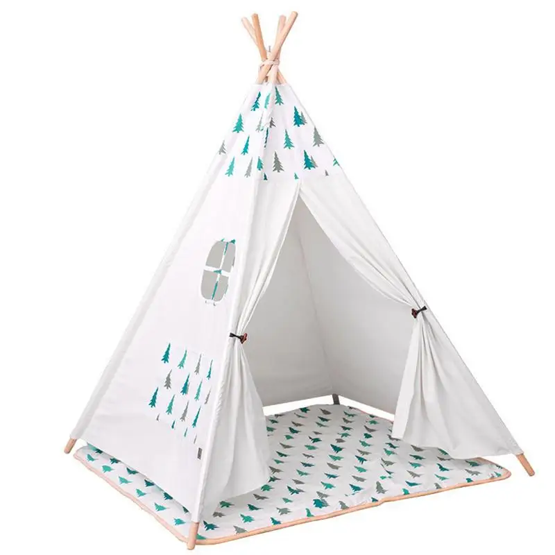 Детские палатки портативные складные игровые домики в помещении индейские палатки Детские уличные замок детский сад треугольник детский подарок - Цвет: White
