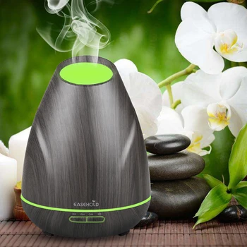 

EASEHOLD Clearance 400ml Essential Oil Diffuser Wood Grain Aroma Ultrasonic Cool Mist Humidifier With 7 Colors 4 Time Settings