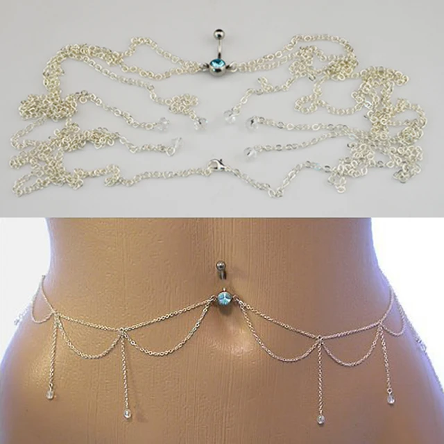 1Piece Fashion Long Waist Chain Navel Belly Ring Charming Dangle