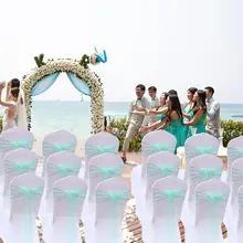 100 шт органза стул пояса лук для свадебной вечеринки банкета украшения для стульев события вечерние поставки домашний текстиль органза ткань