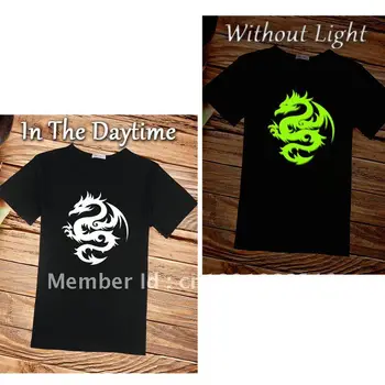 

free shipping,Dragon Totem,luminous,fashion T-shirt, short sleeve,men T-shirt,,O-neck t shirt