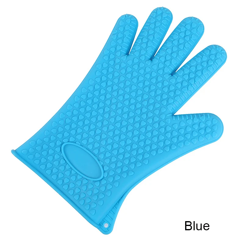 2 шт. высокое качество в форме сердца с принтом Силиконовый перчатки термостойкие Прихватки для духовки перчатки для выпечки - Цвет: Синий