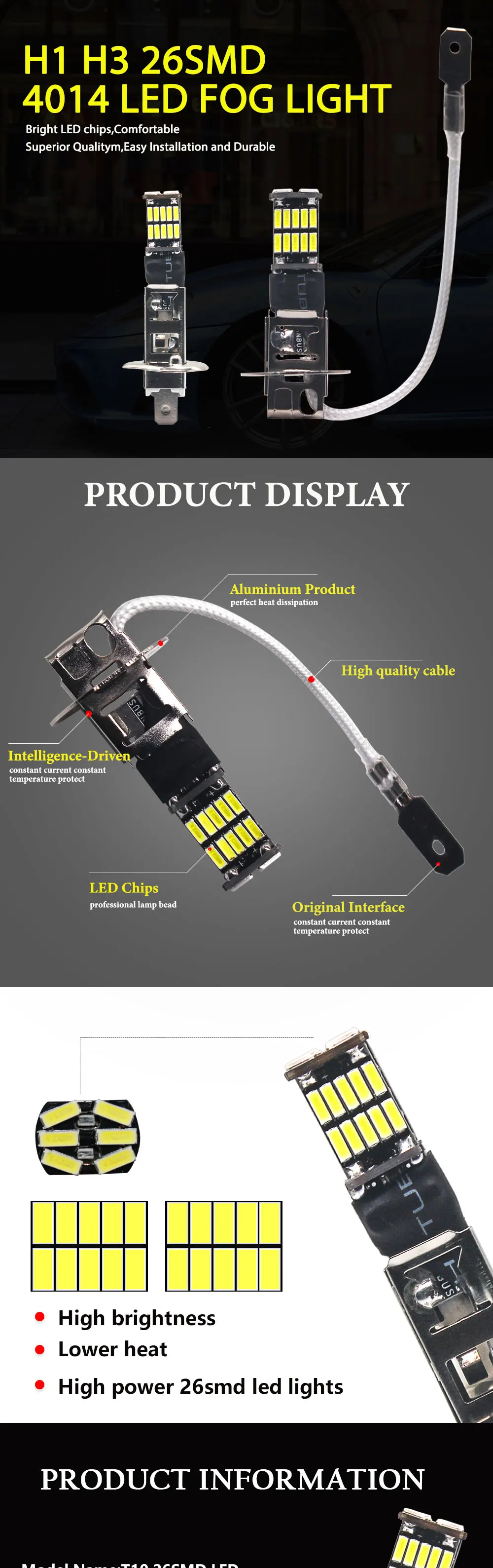 1 шт., автомобильный бочонок H1 led H3 led canbus 4014 супер дневные ходовые огни белый 26LED хвост для фар головного света и противотуманных фар с возможностью креативного дневного света 12V Авто мотоцикла лампы