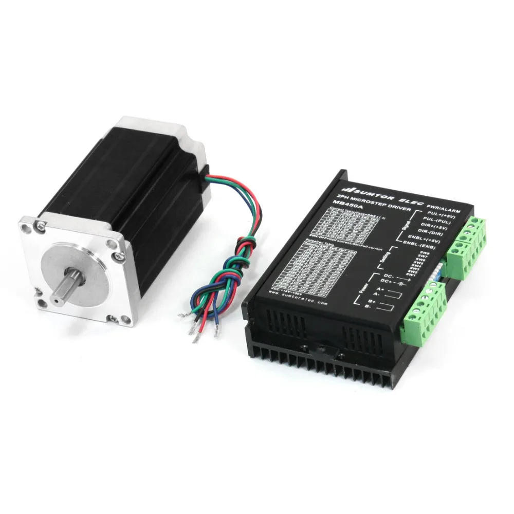 

UXCELL Nema 23 2 Phase 1.8 Degree Step Angle 4 Lead CNC Router Stepper Motor 100mm 4.2A 2.5 N.m/ 354 oz.in with MB450A Driver