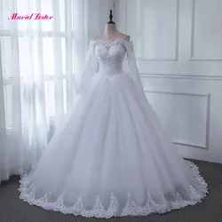 Vestidos De Novia 2019 невесты платье, с вырезом лодочкой с плеча аппликации Свадебные и Бальные платья Длинные свадебные платья без рукавов 2018