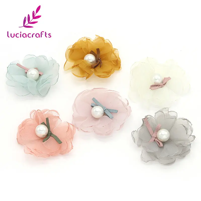 

Lucia crafts 5pcs/6pcs 55mm Chiffon Flowers Headdress Kids Headband Flower Hair Bow DIY Appliques Craft Materials B0912