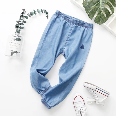 Hot New Baby Chilren jeans thin spring and summer loose style denim pants for boys and girls cool long trousers - Цвет: ship