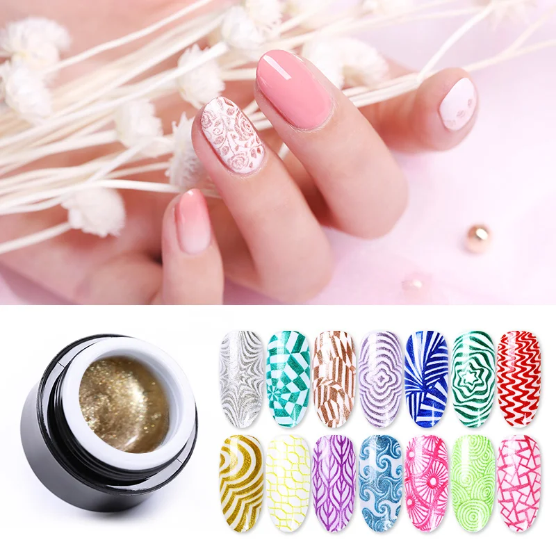

BORN PRETTY Nail Stamping Gel Shimmer Glittering UV Gel Polish Print Oil Soak Off Lacquer Varnish for Nail Art Stamping Plate