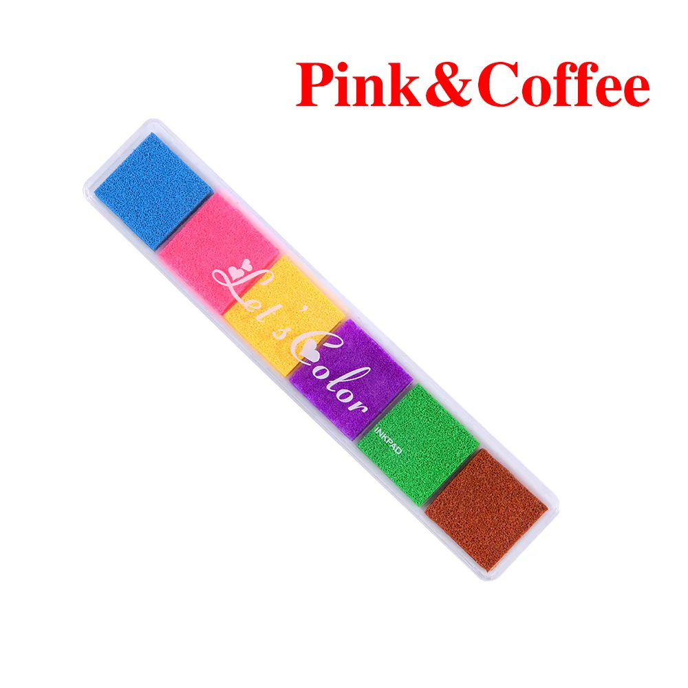 1 шт. Нетоксичный градиентный Цветной чернильный коврик резиновый штамп масляная печать на пальцах хорошие штампы на масляной основе высокое качество - Цвет: Pink Coffee