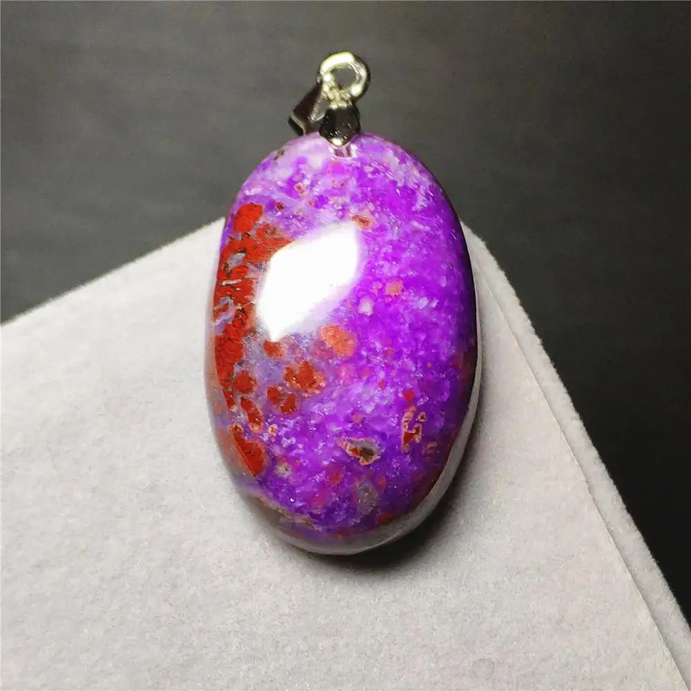 

Newly Natural Royal purple Sugilite Purple Pendant 28x18x9mm Oval Shape Bead Charms Women South Africa Healing Pendants AAAAA