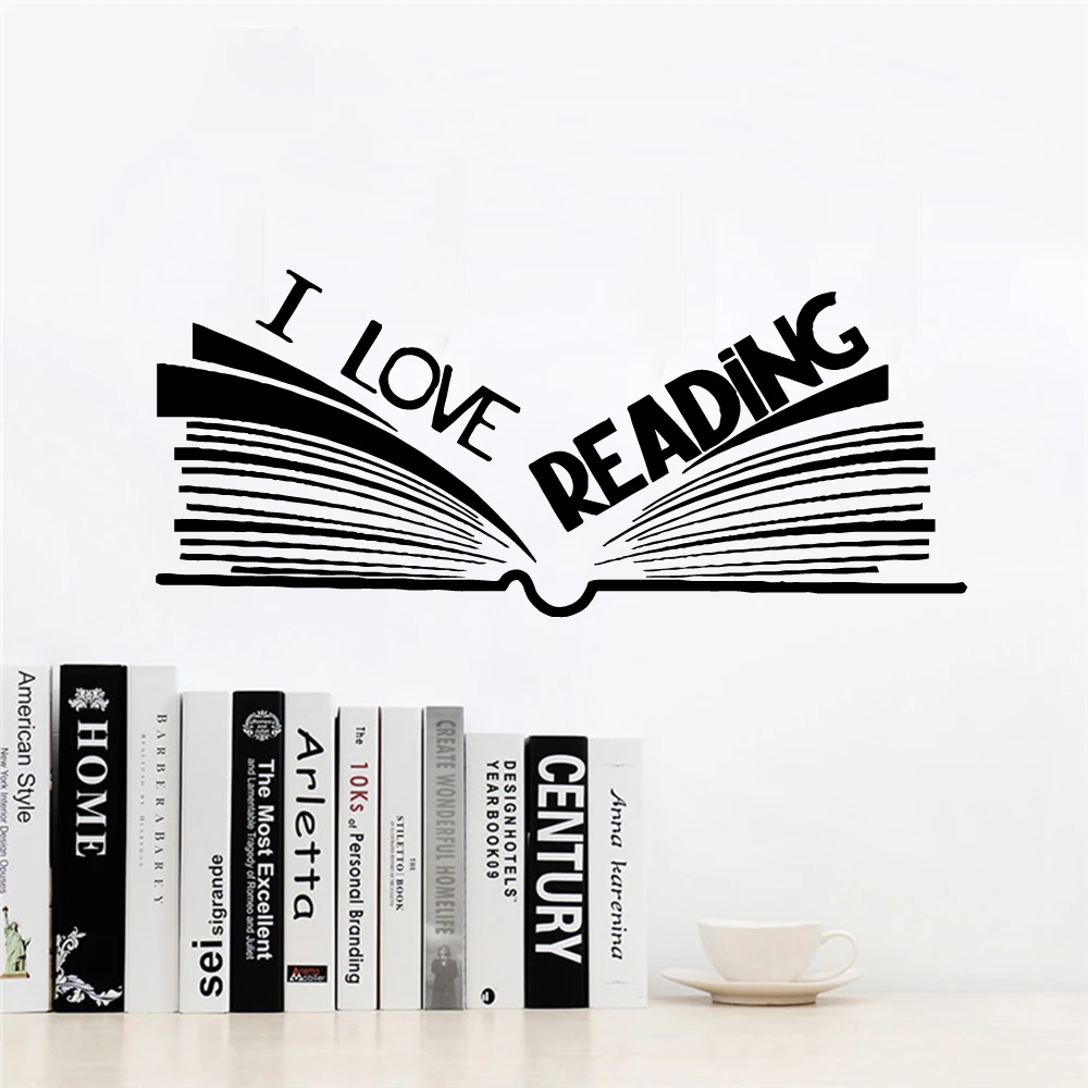 

Creative I love reading Vinyl Wall Sticker For Bedroom Kids Room Decoration Accessories Art Wall Decals Sticker Mural