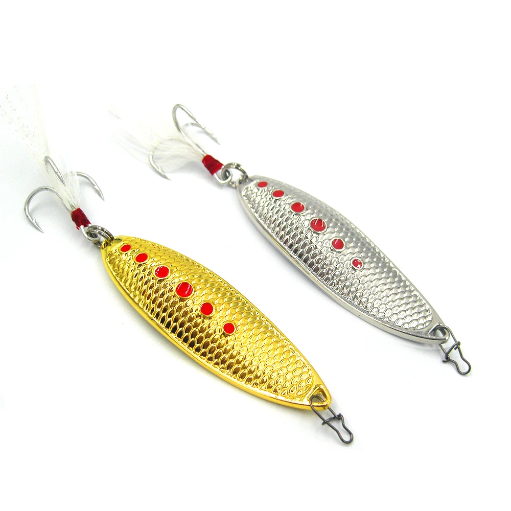 Fishing Spoon Lures Upgrade Version Leech Artificial Lures with Feather Hookartificial lures