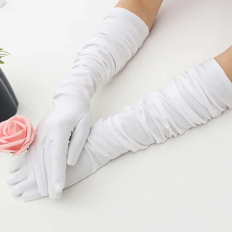 Аниме горничной косплей перчатки этикет эластичный плотный спандекс теплые перчатки черный/белый/красный/серый - Цвет: white