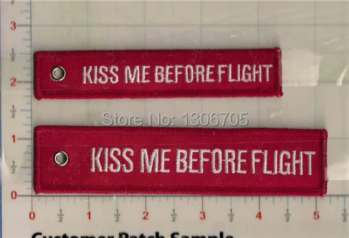 Брелок с вышивкой Kiss Me Before Flight