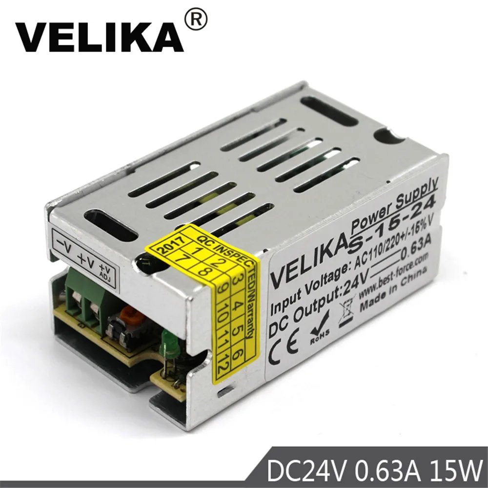 Драйвер источника питания Mini Size DC24 0 63 A 15 Вт AC DC 24 В источники для светодиодной