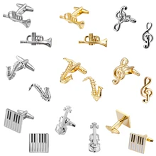 Являются золотым и серебряным музыкальным оборудованием, Музыкальный костюм Sax фортепиано скрипка Мужская Свадебная рубашка Запонки